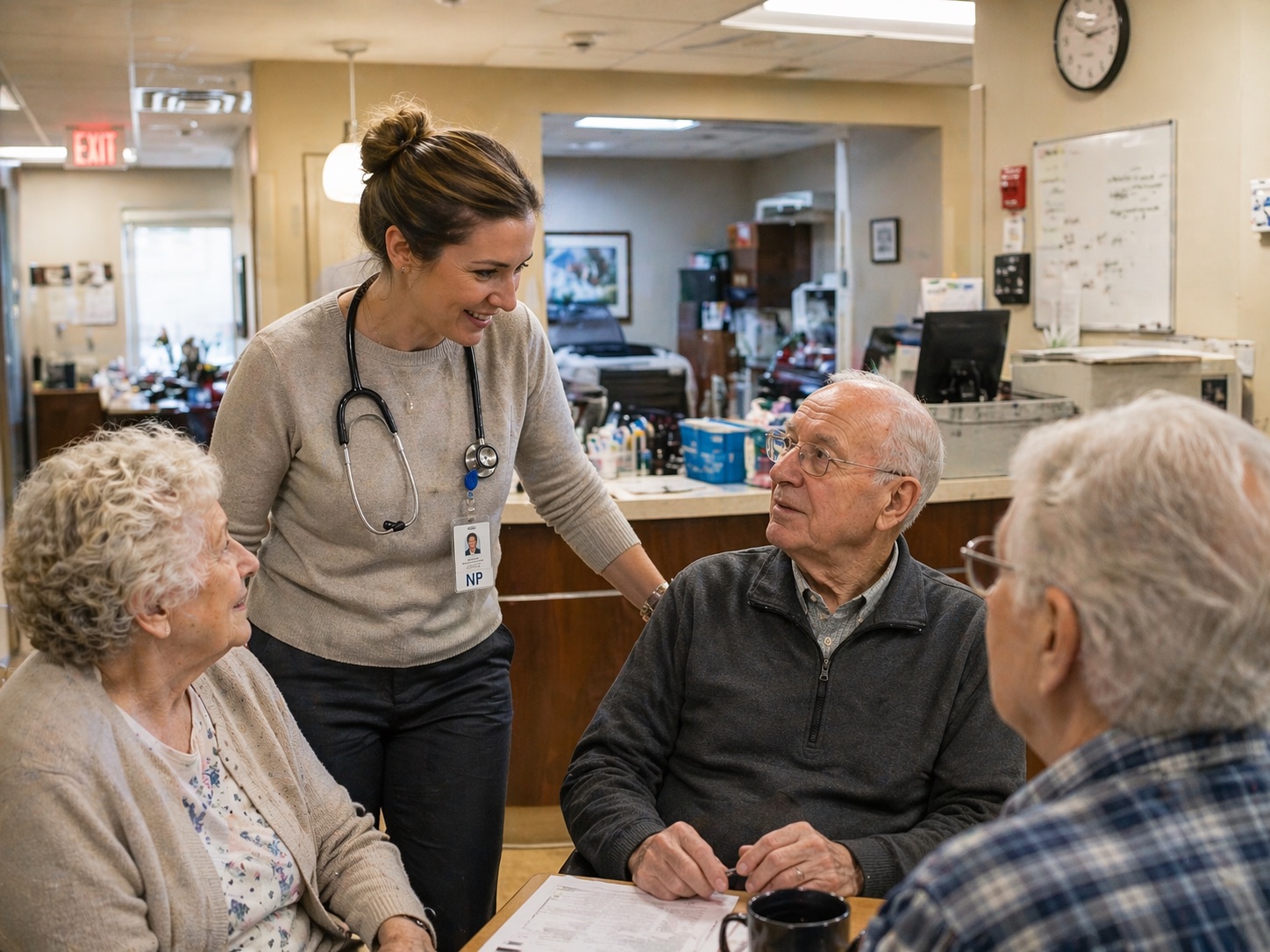 Nurse practitioner with elderly patients